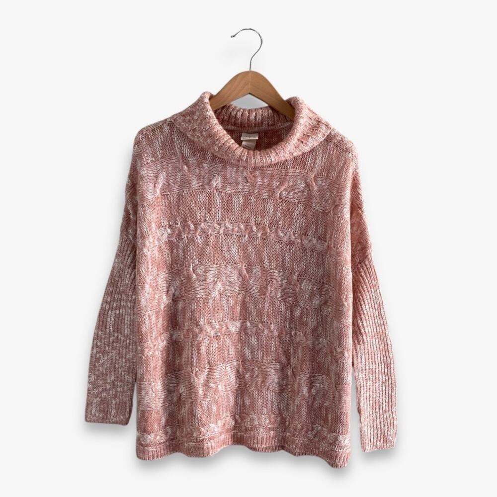 Self Esteem Women’s Cowl Neck Knit Sweater Pink Large
